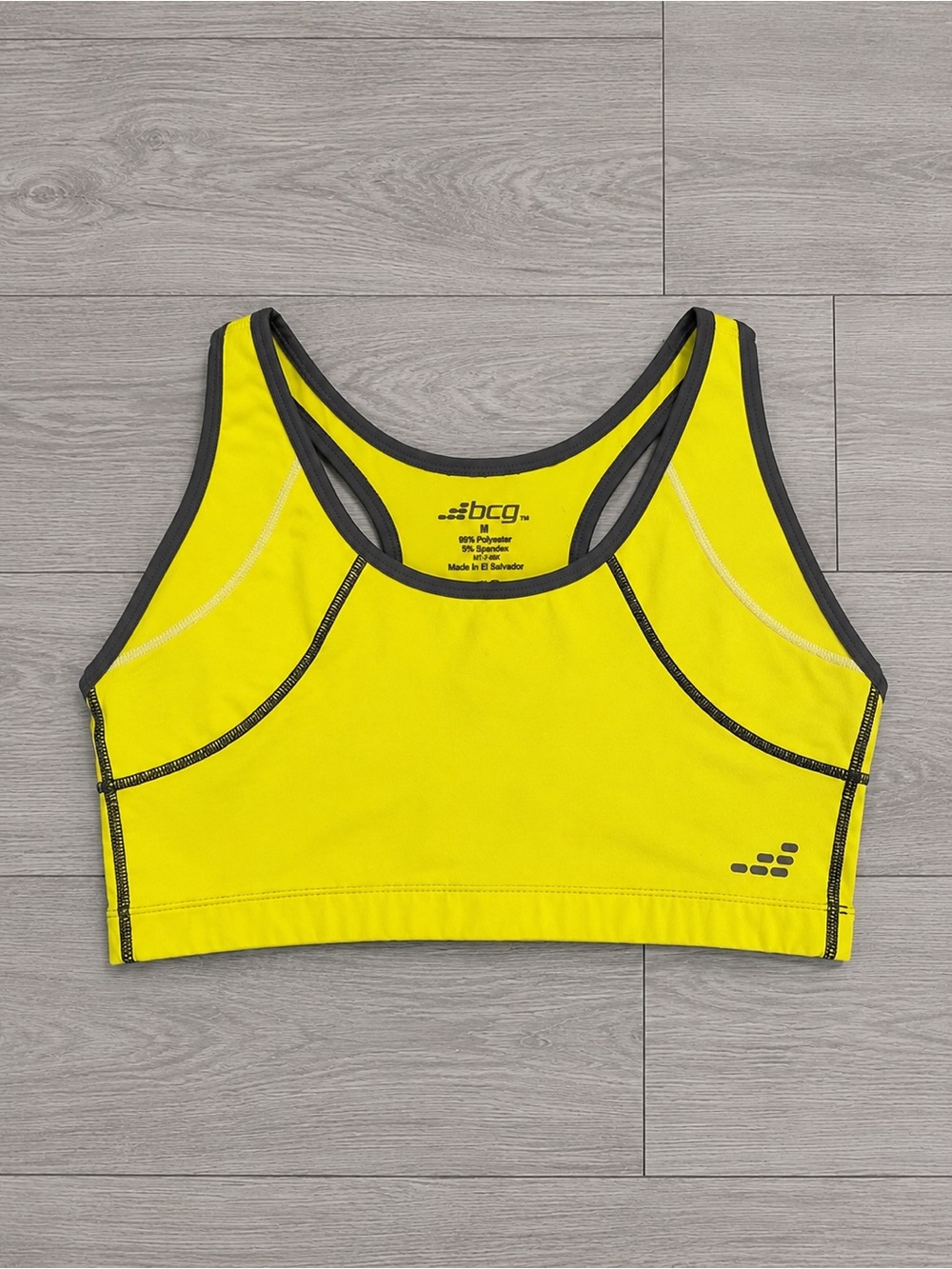 bcg Neon Yellow and Dark Gray Racerback Sports Bra